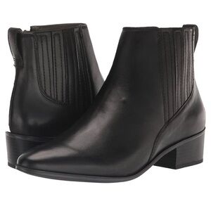 Rockport Womens Geovana Black Leather Chelsea Platform Boots Shoes Zip Fall NWT